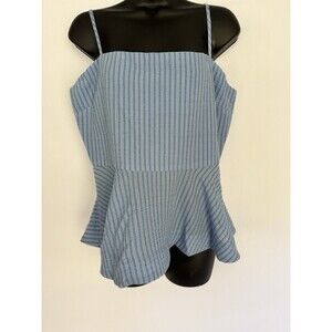 Revolve La’ven Women’s Peplum Tank Blue Striped Size L NWT